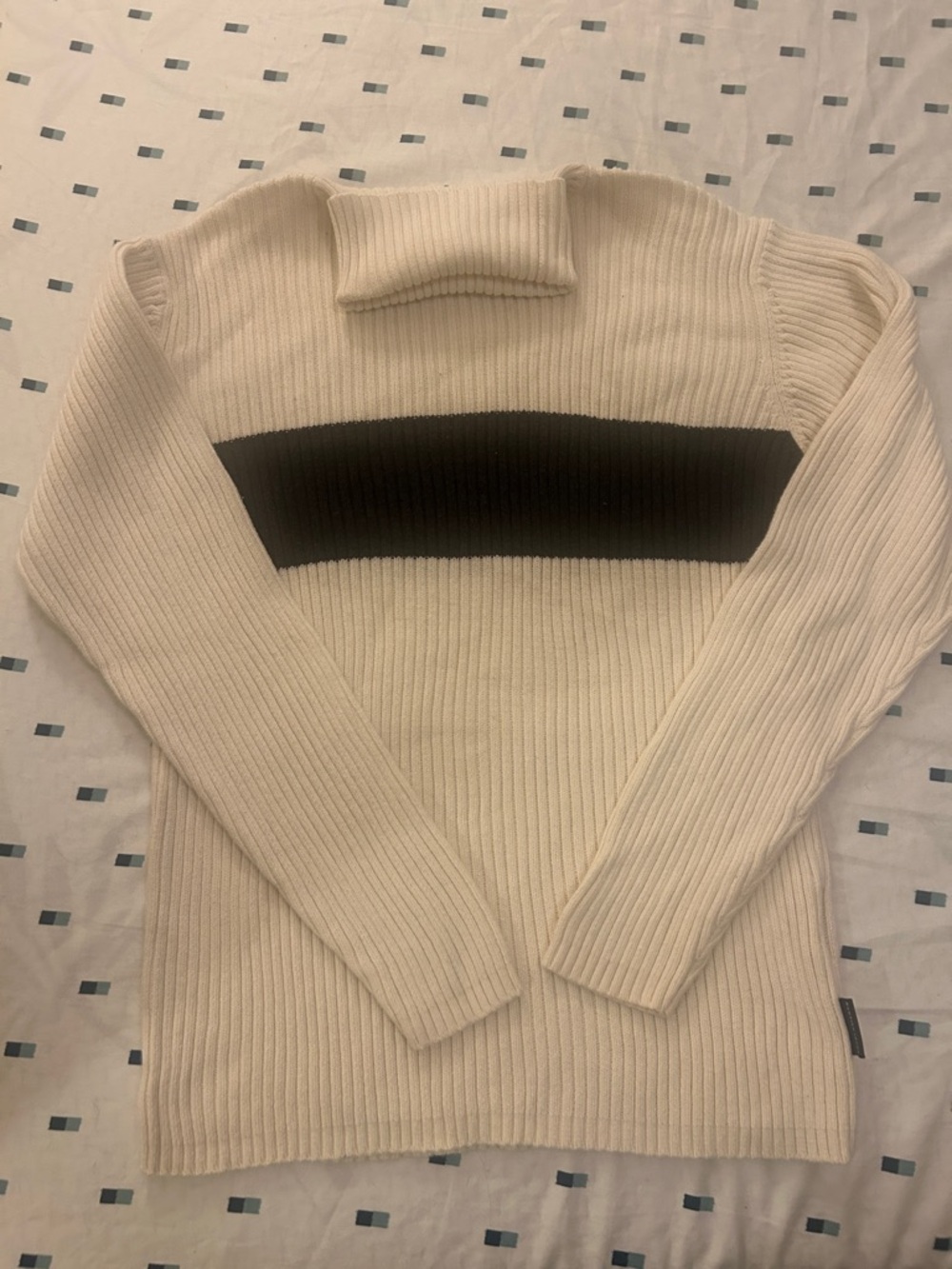 Nautica Ribbed Sweater with Navy Stripe